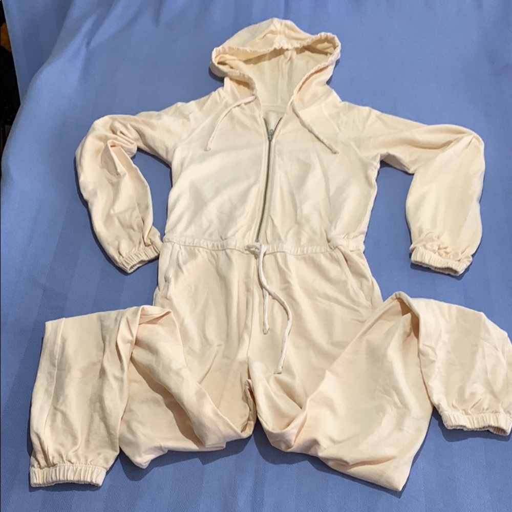 Year of Ours Cream Hooded Pajama Set